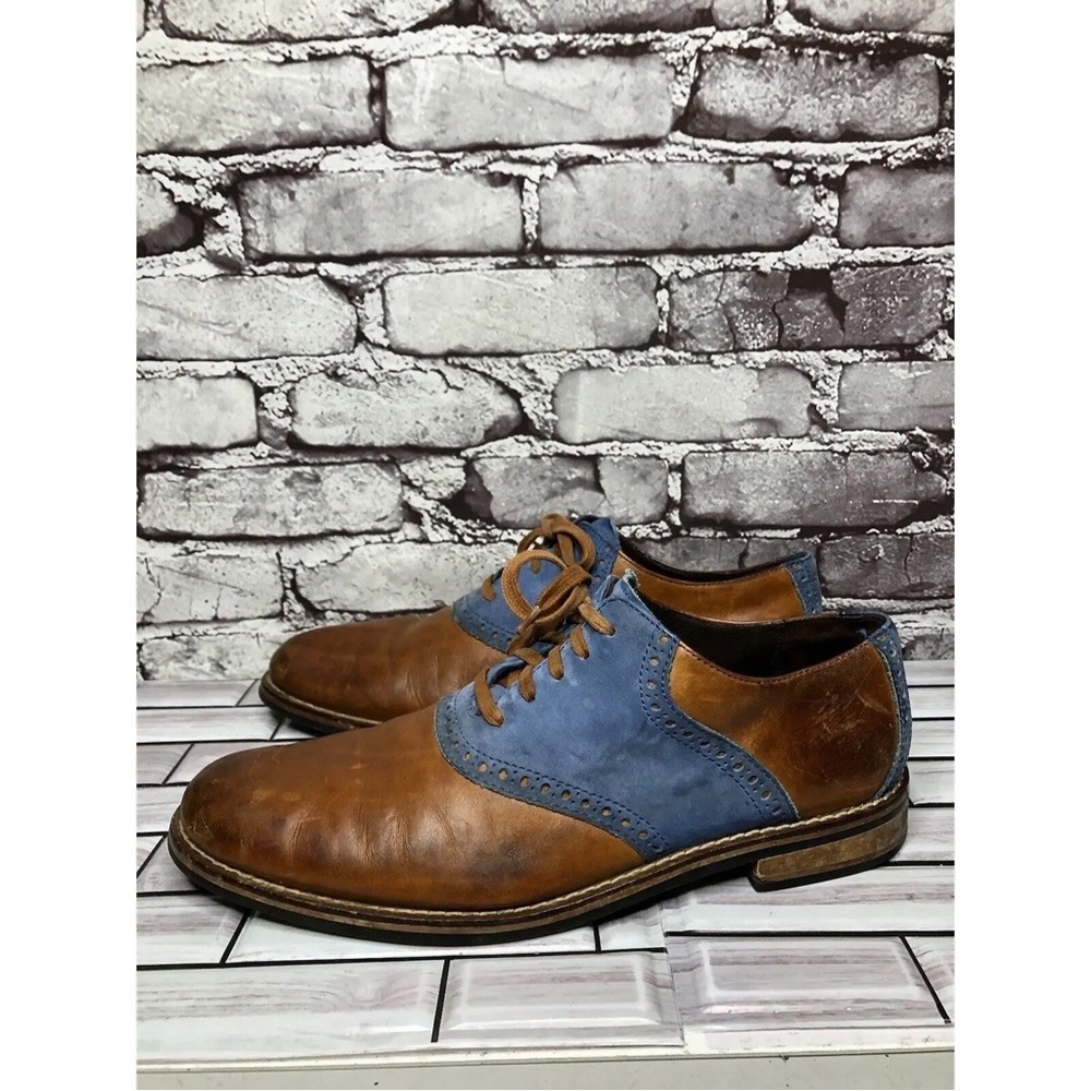 Cole Hann blue suede saddle Oxfords